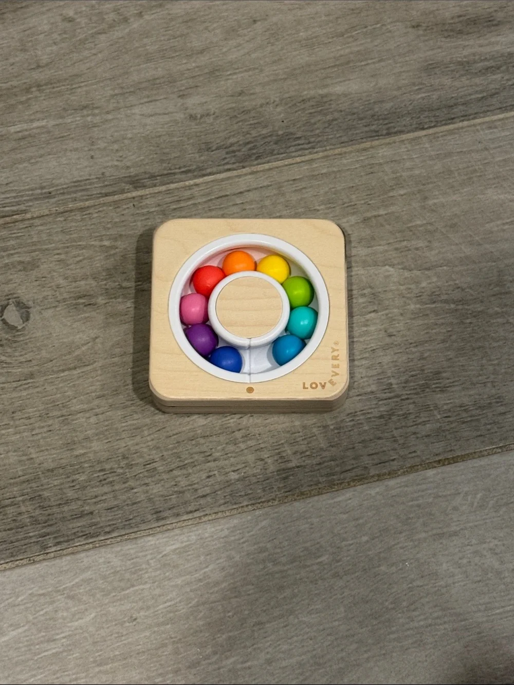 Lovey Wooden Calming Circle Rainbow Bead Spinner - Multicolor